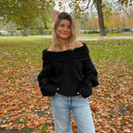 Chunky Off Shoulder Strik - Sort - ByStenholt.dk