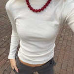 Chunky Perlehalskæde - Rød - ByStenholt.dk