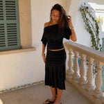 Clara Waisted Top + Aia Nederdel Sæt - Sort - ByStenholt.dk