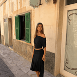 Clara Waisted Top + Aia Nederdel Sæt - Sort - ByStenholt.dk