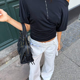 Clara Waisted Top - Sort - ByStenholt.dk