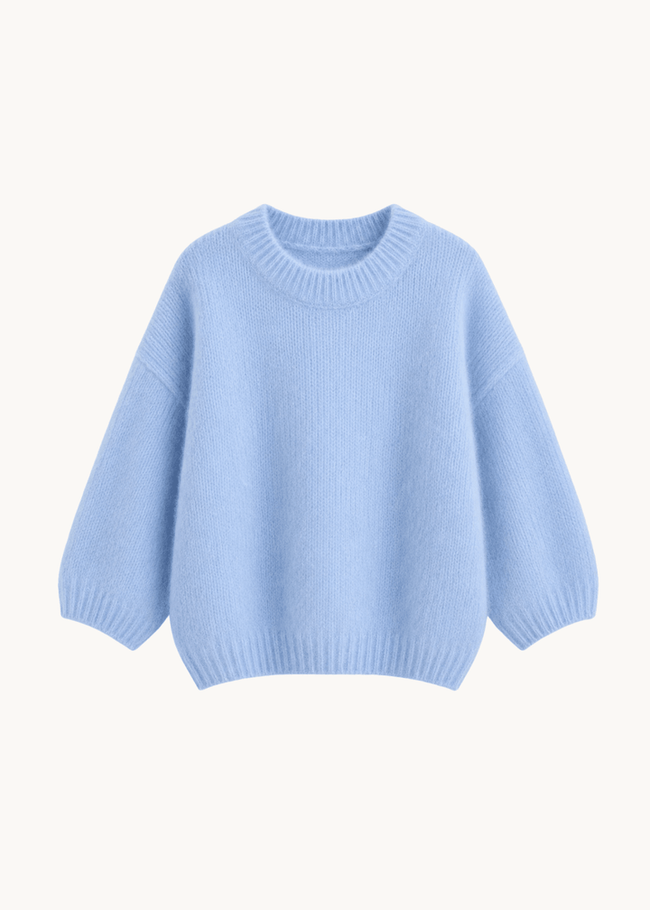 Cozy T-shirt Strik - Lyseblå - ByStenholt.dk