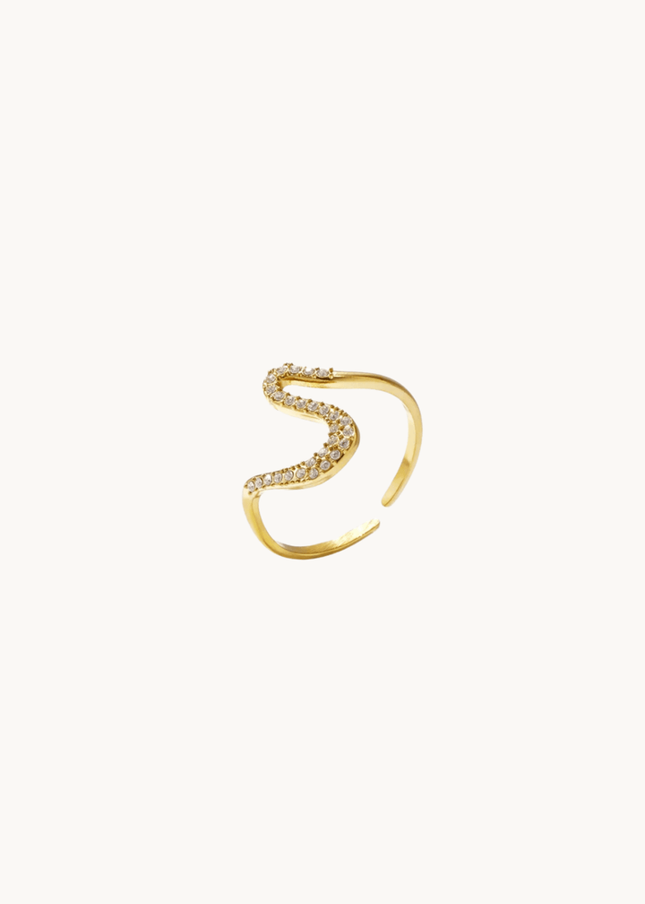Crystal Wave Ring - Guldbelagt - ByStenholt.dk