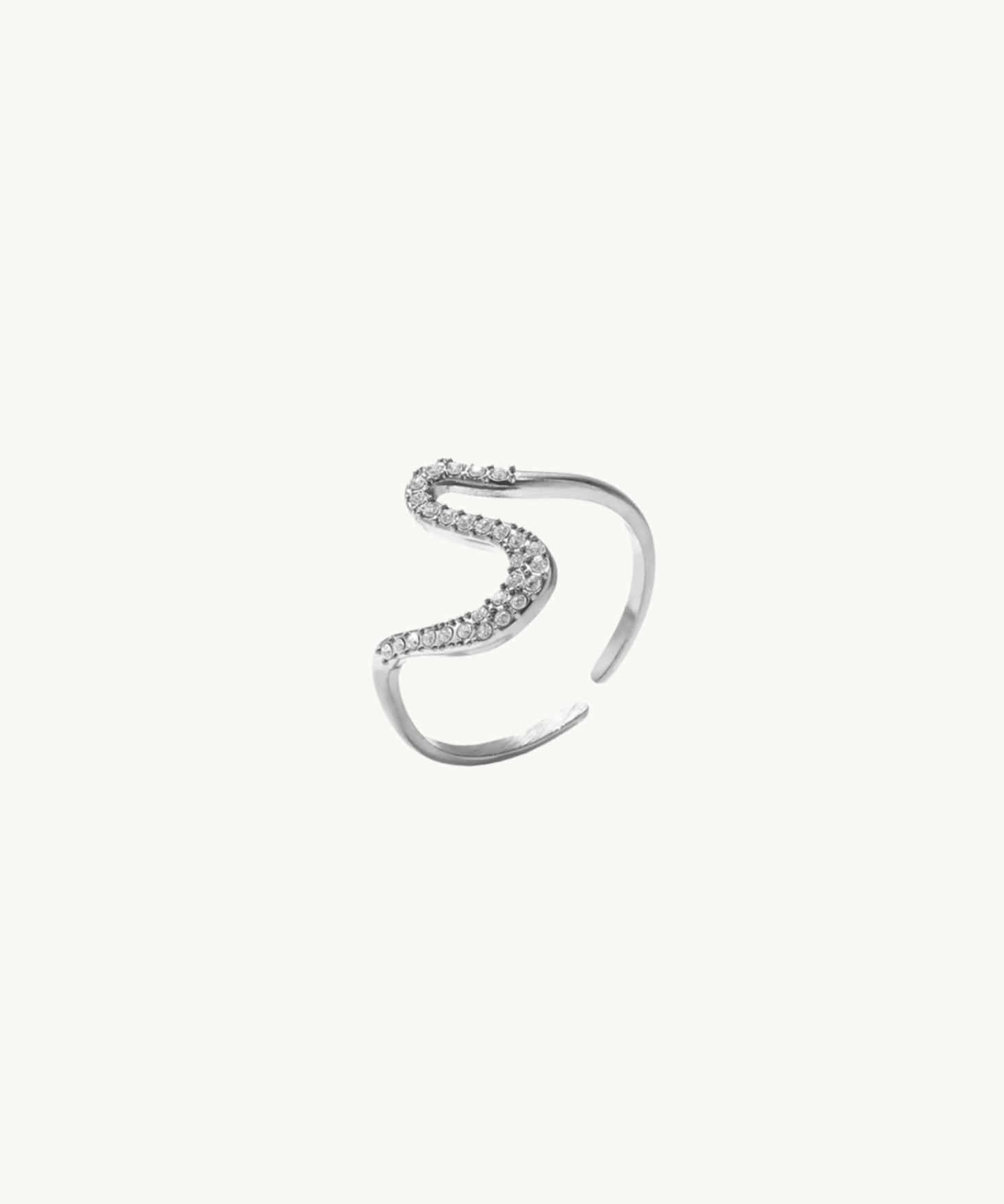 Crystal Wave Ring - Sølvbelagt - ByStenholt.dk