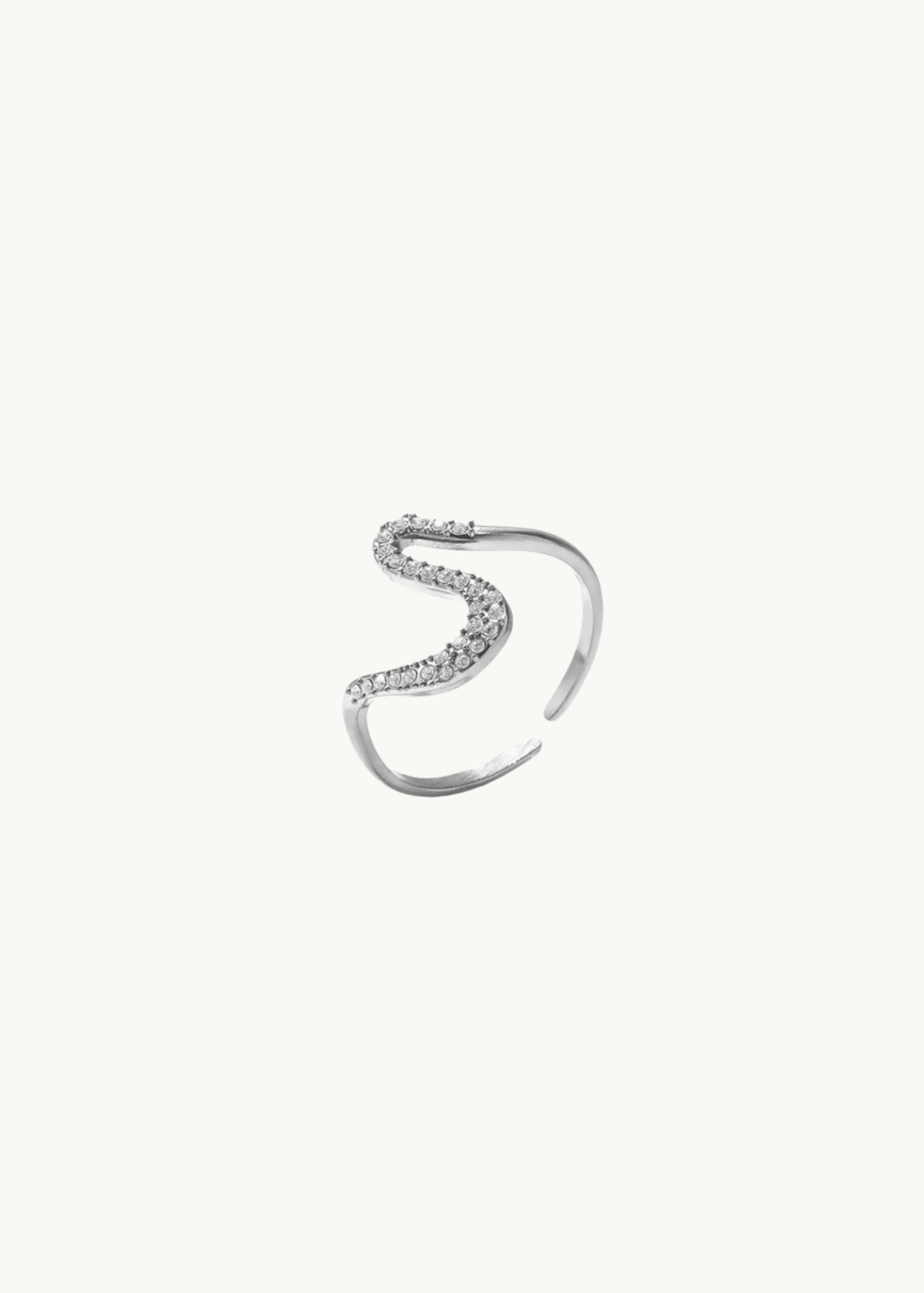 Crystal Wave Ring - Sølvbelagt - ByStenholt.dk