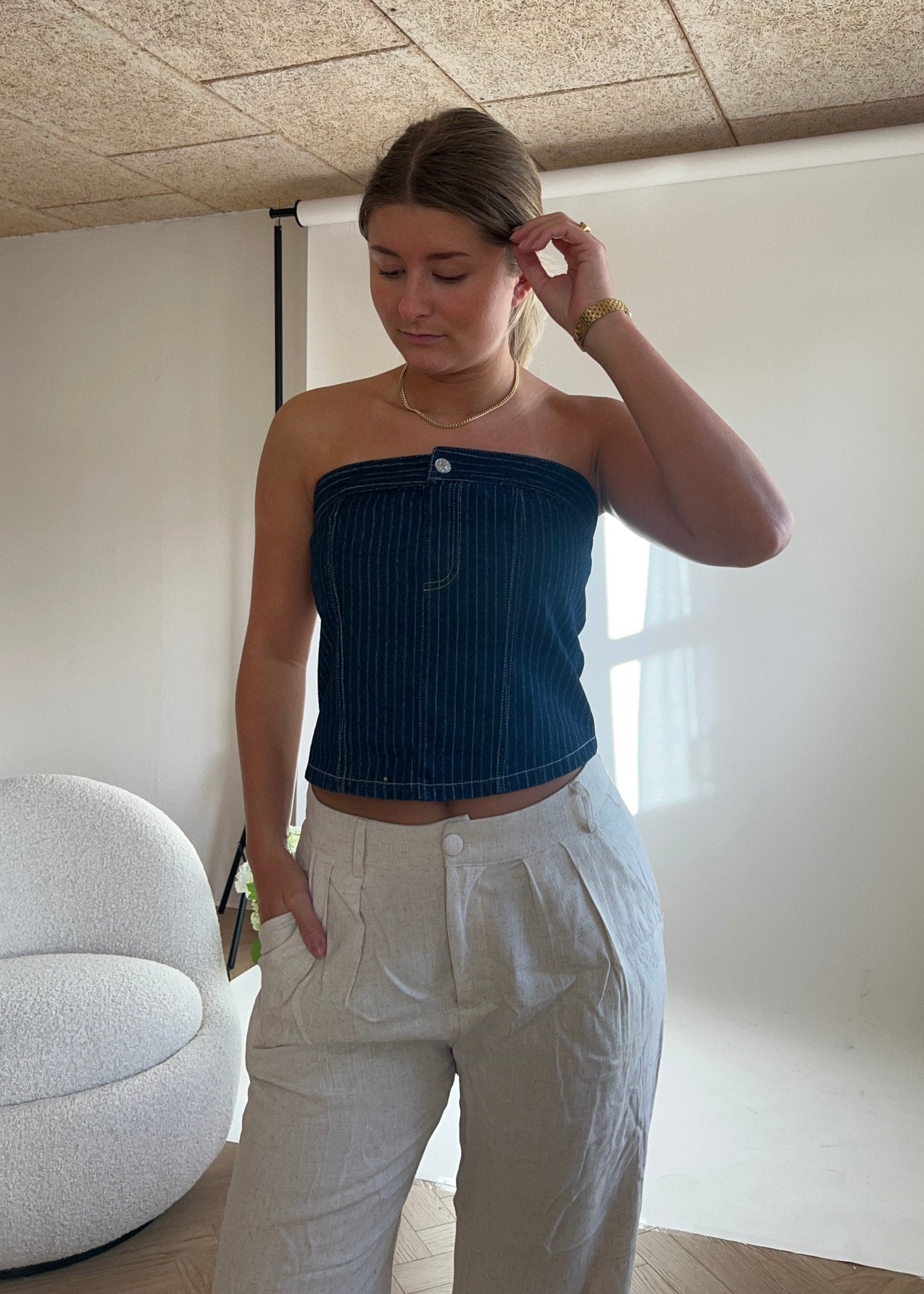 Denim Bandeau Top - ByStenholt.dk