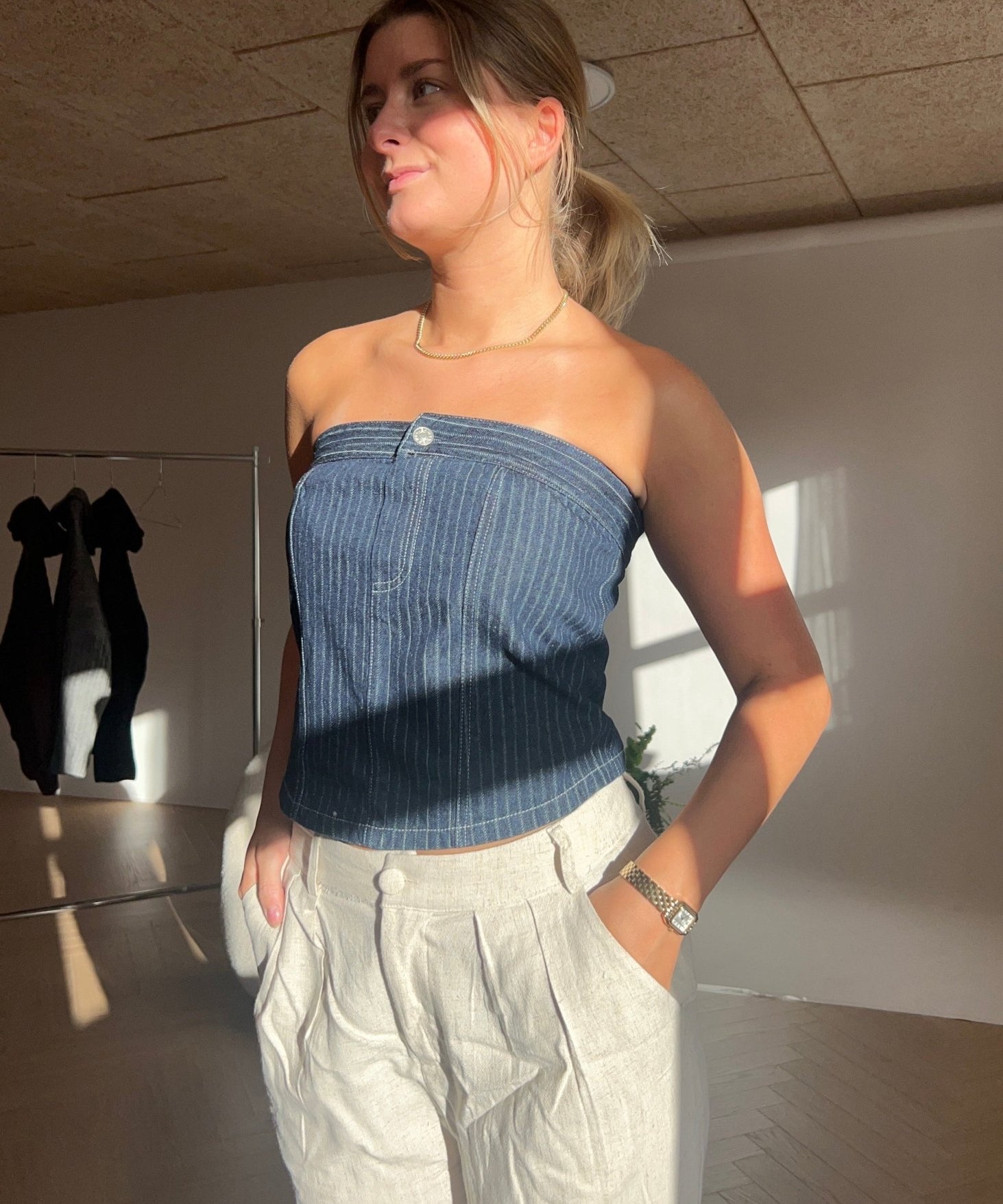 Denim Bandeau Top - ByStenholt.dk