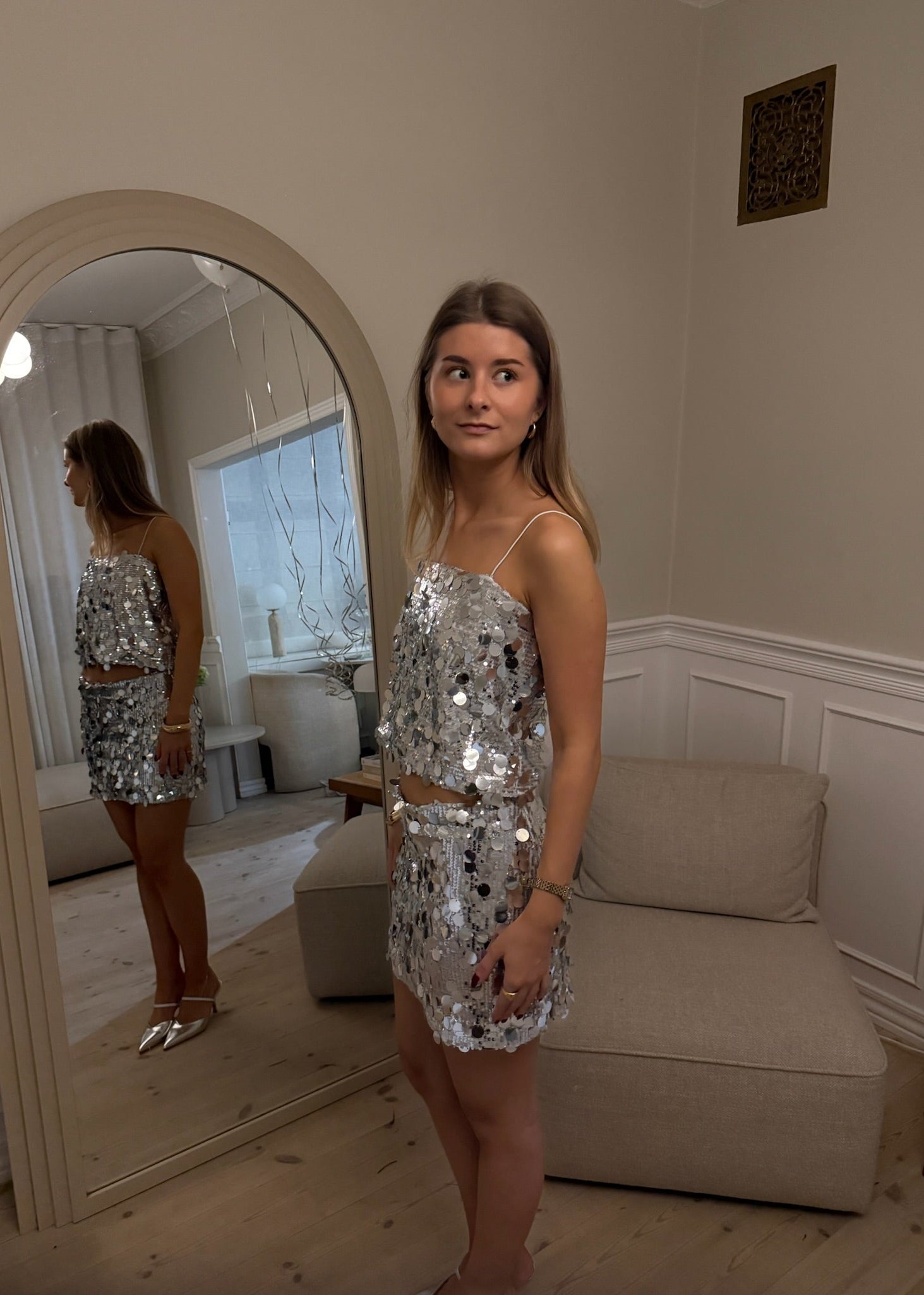 Dream Paillet Bandeau Top - Sølv - ByStenholt.dk