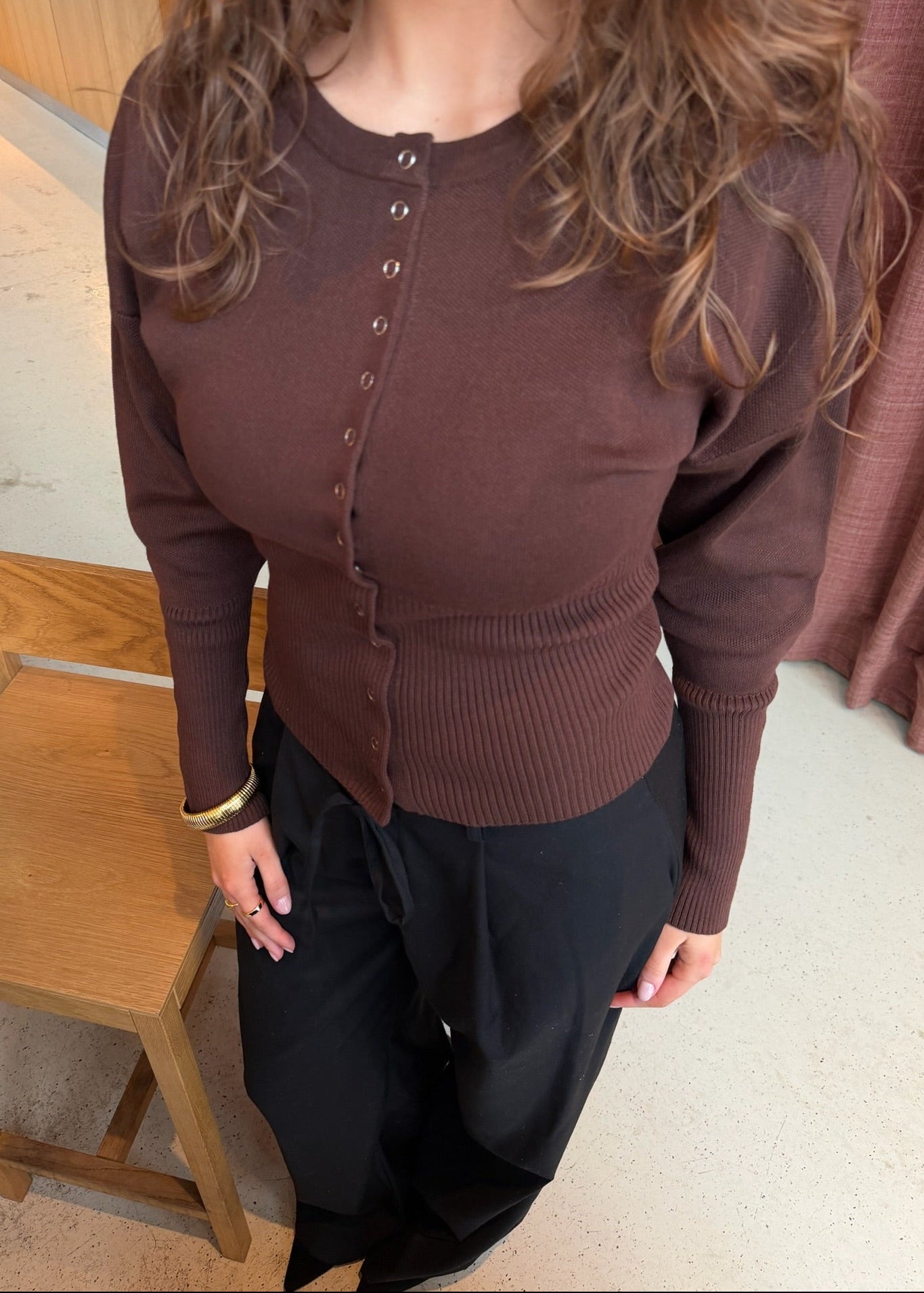 Eline Fitted Cardigan - Mørkebrun - ByStenholt.dk