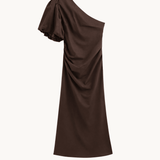 Elvira One Shoulder Kjole - Mørkebrun - ByStenholt.dk