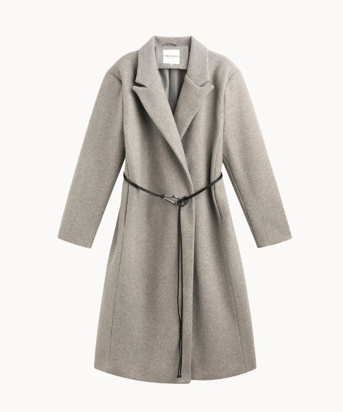 Emma Lang Coat med bælte - Beige - ByStenholt.dk