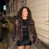 Faux Fur Kort Jakke - Mørkebrun - ByStenholt.dk