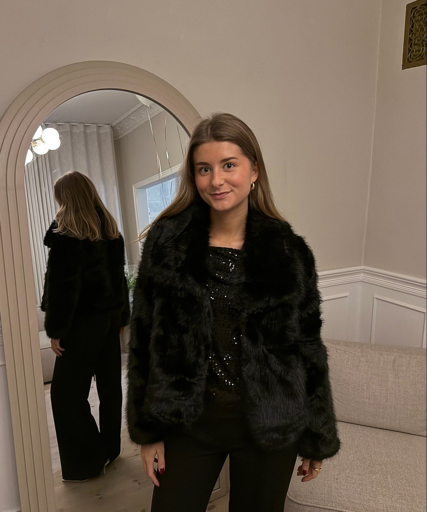Faux Fur Kort Jakke - Sort - ByStenholt.dk
