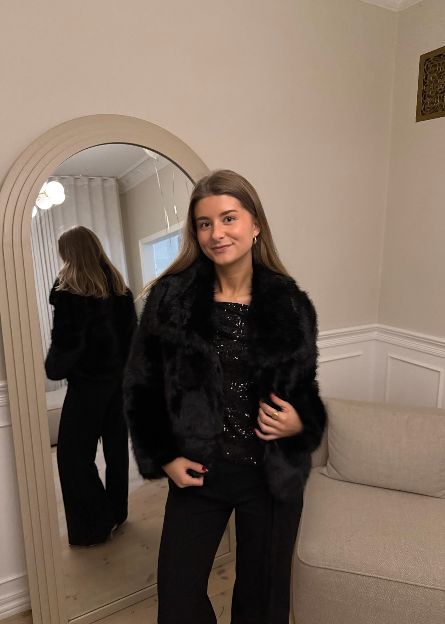 Faux Fur Kort Jakke - Sort - ByStenholt.dk