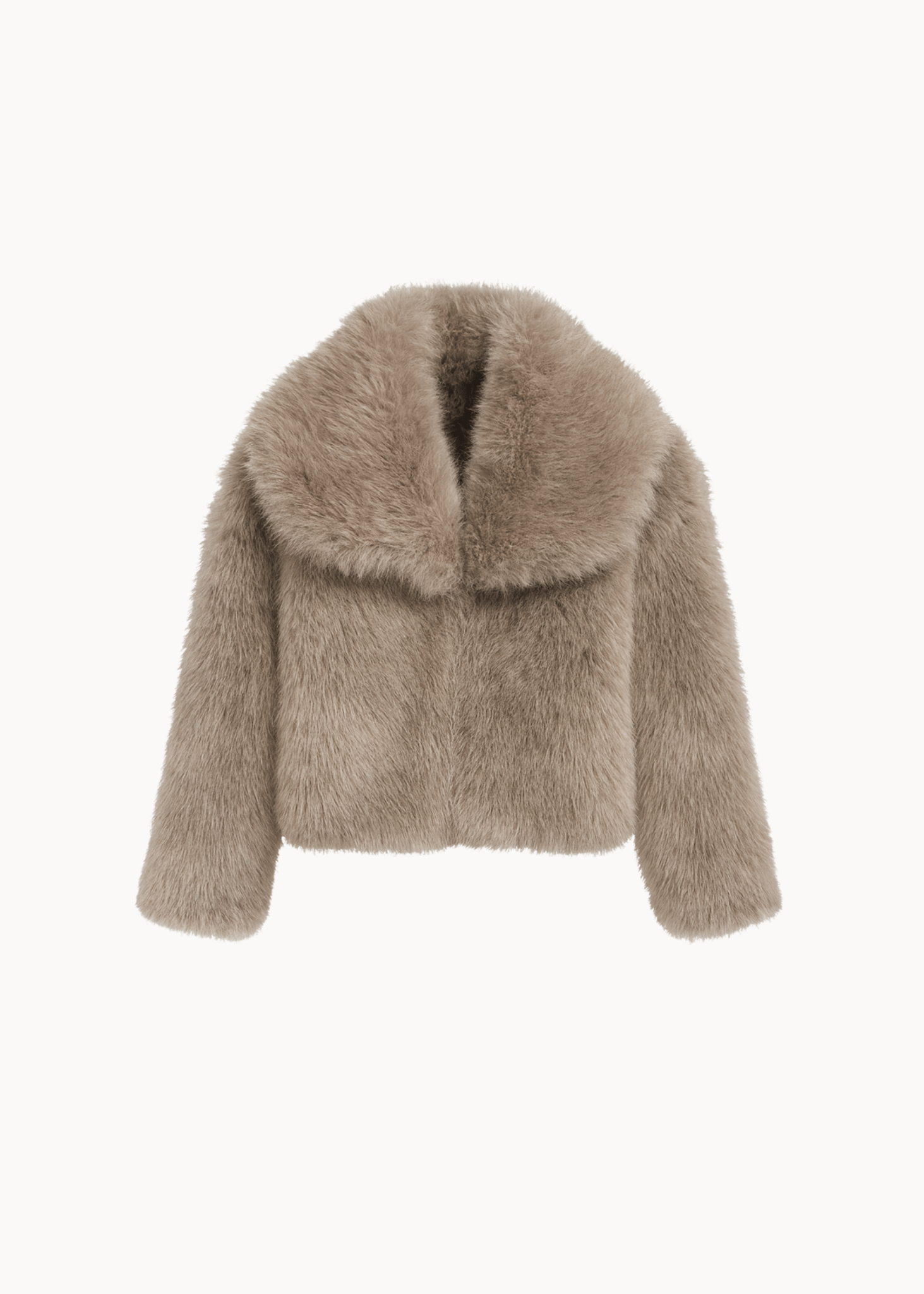 Faux Fur Kort Jakke - Taupe - ByStenholt.dk