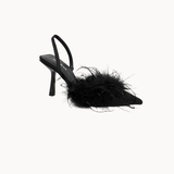 Feather Slingback Pumps - Sort - ByStenholt.dk
