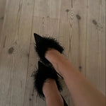 Feather Slingback Pumps - Sort - ByStenholt.dk