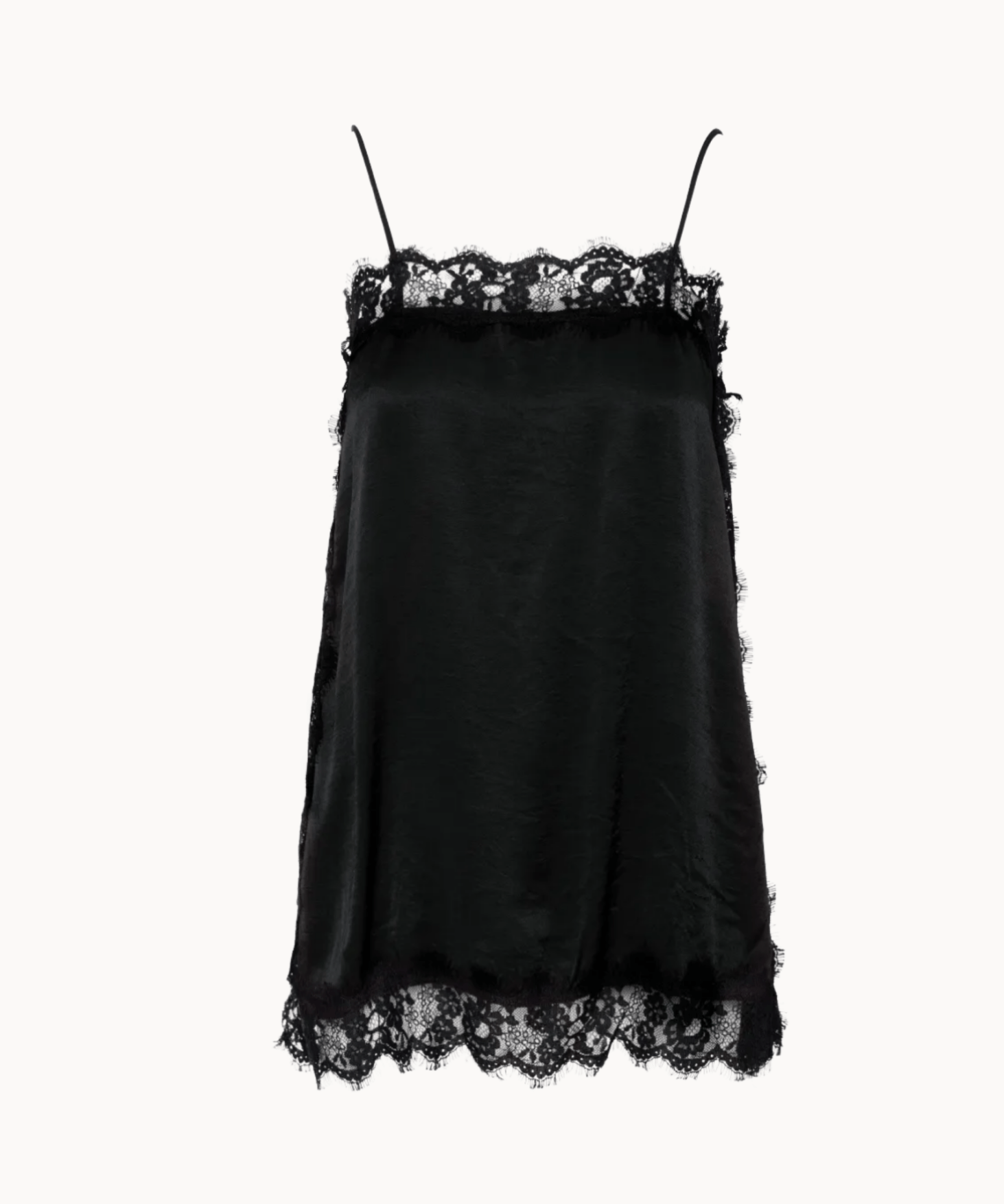 Firkantet Satin Top - Sort - ByStenholt.dk