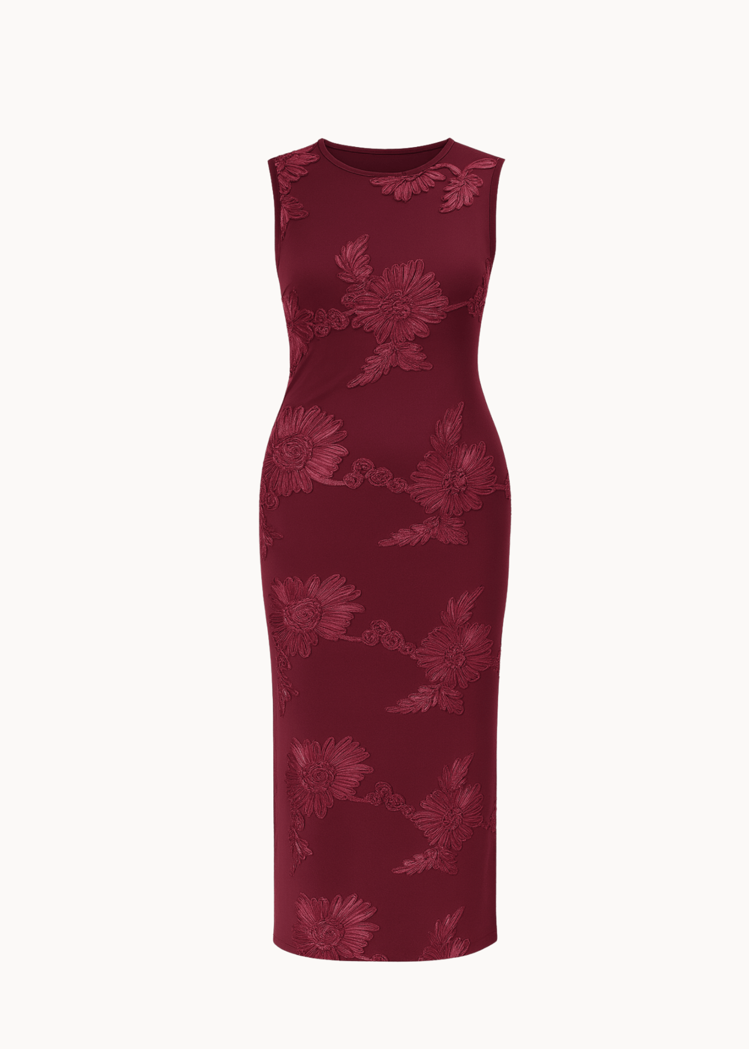 Floral Midi Kjole - Bordeaux - ByStenholt.dk