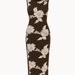 Floral Midi Kjole - Mørkebrun - ByStenholt.dk