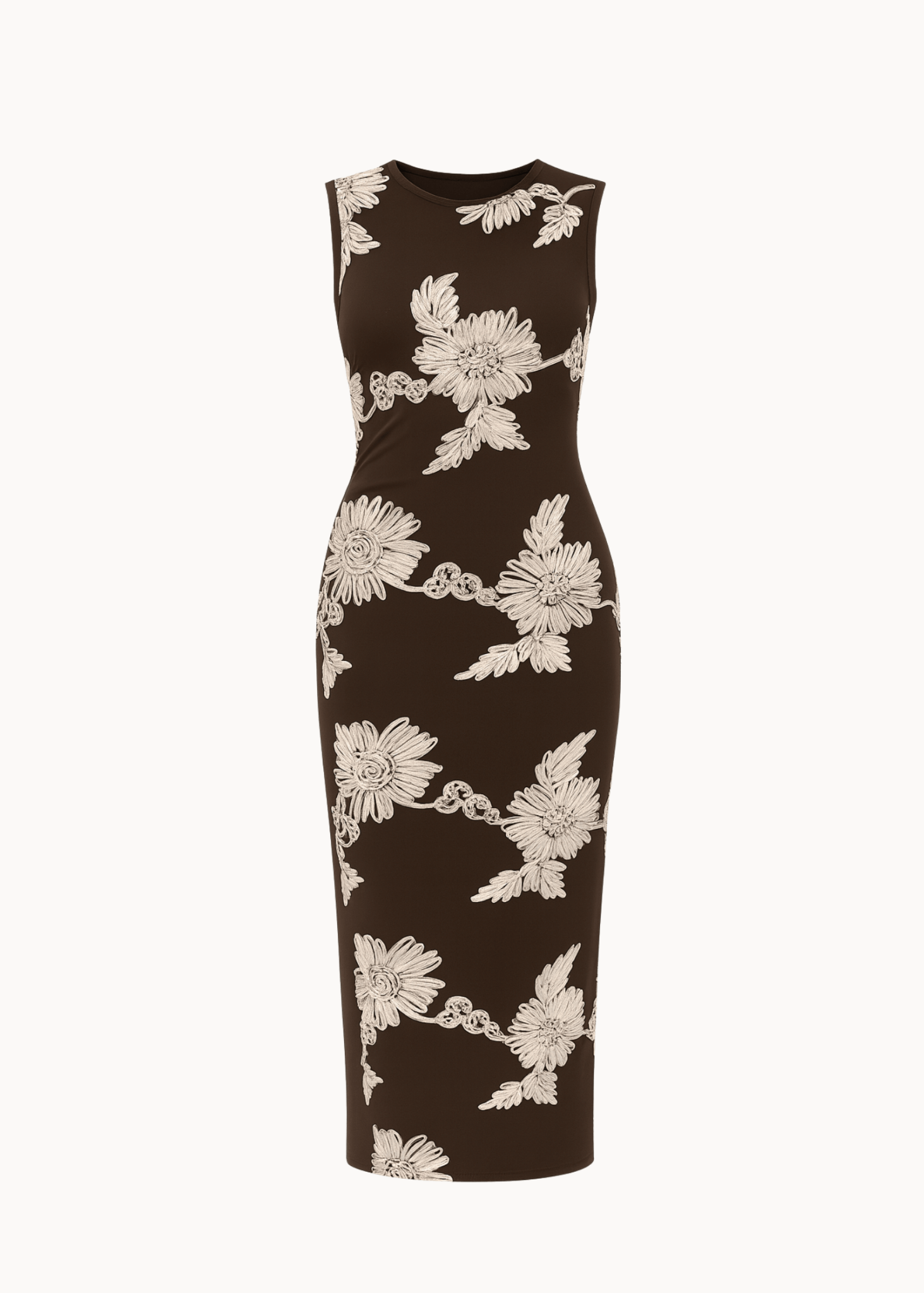 Floral Midi Kjole - Mørkebrun - ByStenholt.dk