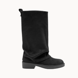 Freja Folded Suede Støvler - Sort