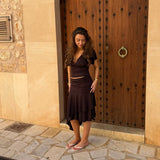 Gaia Top + Aia Nederdel Sæt - Mørkebrun - ByStenholt.dk