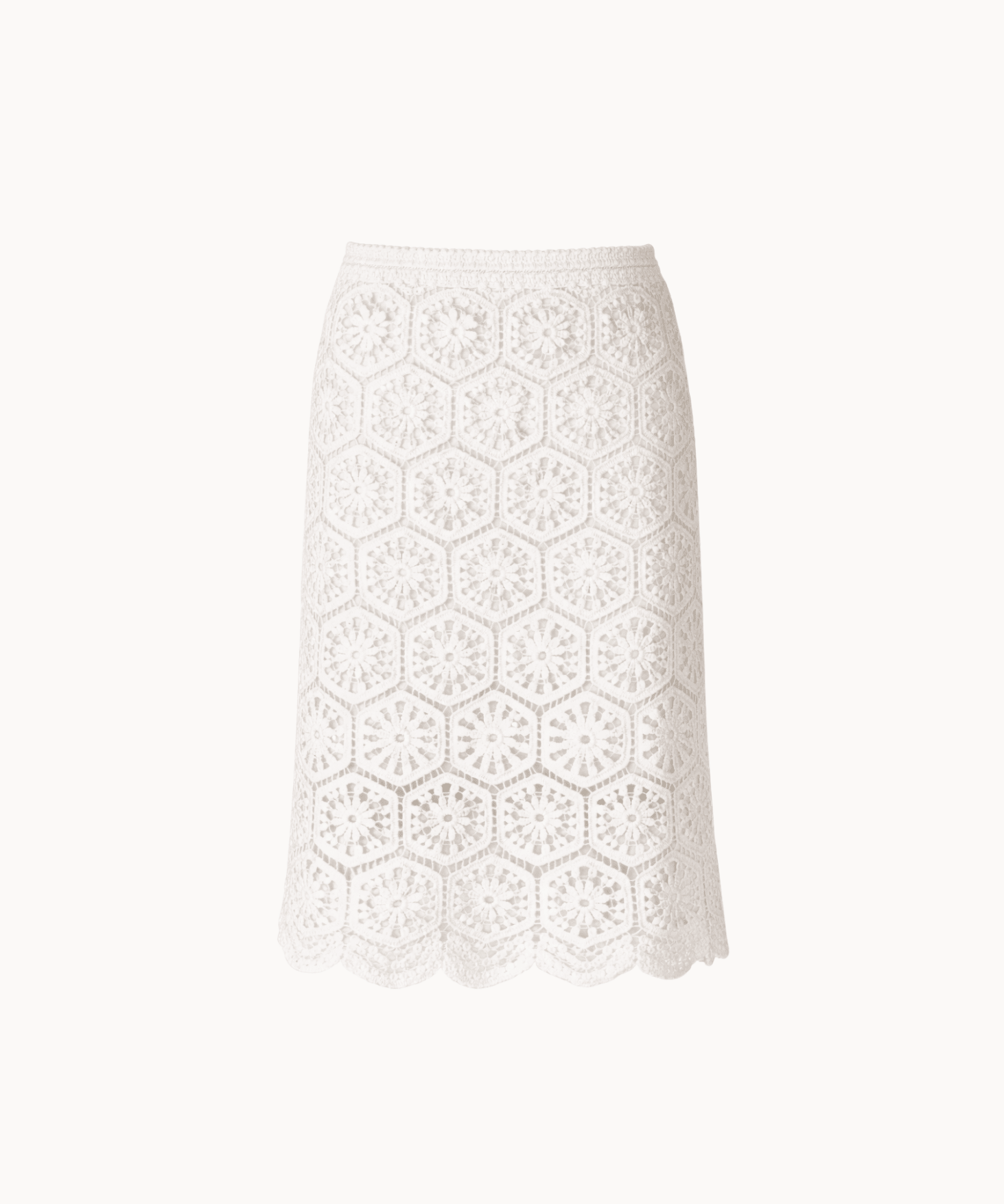 Hæklet Midi Nederdel - Hvid - ByStenholt.dk