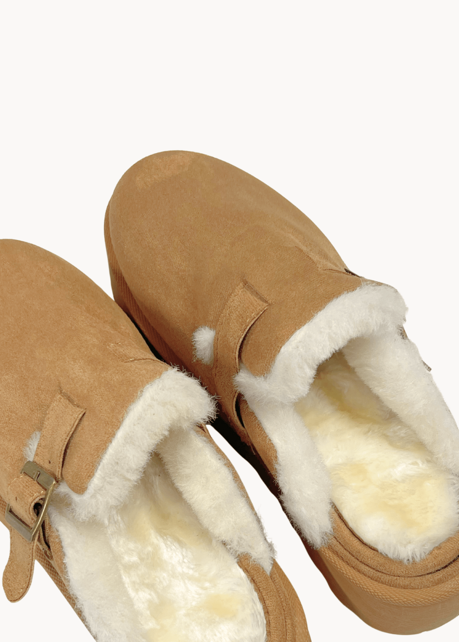 Hjemmesko med Pels Plateau - Camel - ByStenholt.dk