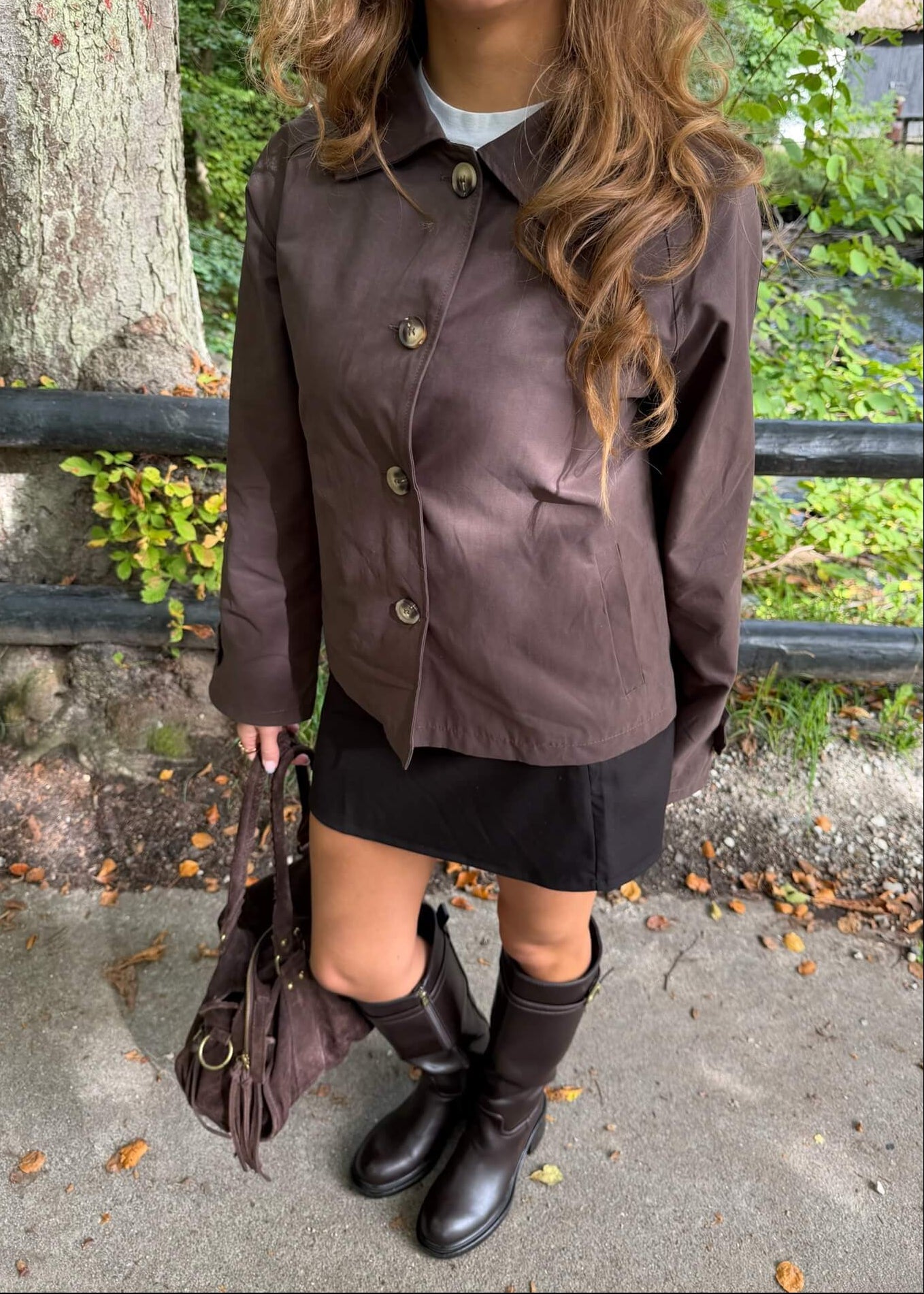Klassisk Kort Trenchcoat - Mørkebrun - ByStenholt.dk