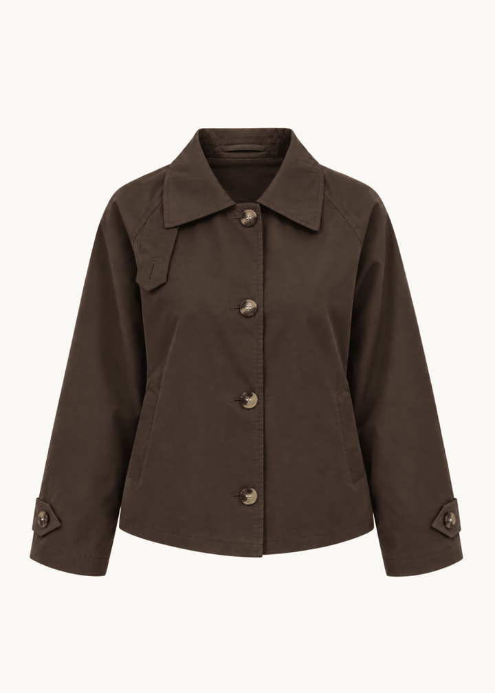 Klassisk Kort Trenchcoat - Mørkebrun - ByStenholt.dk
