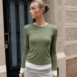 Langærmet Lag på Lag Bluse - Grøn - ByStenholt.dk