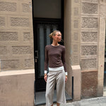 Langærmet Lag på Lag Bluse - Mørkebrun - ByStenholt.dk