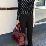 Langærmet Polka Bluse - Sort - ByStenholt.dk