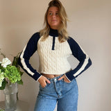 Lea Strik - Creme/Navy - ByStenholt.dk