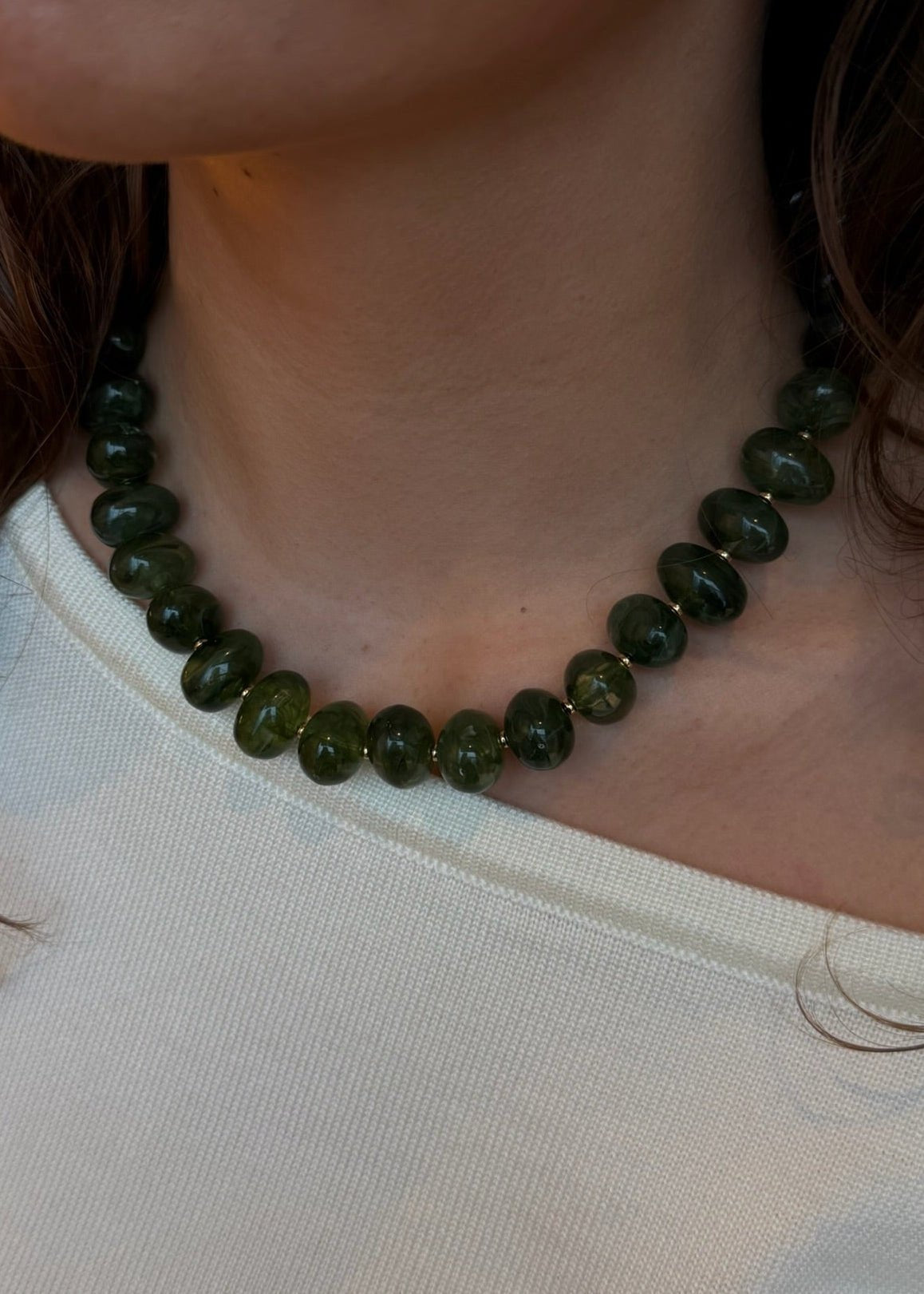 Leah Perlehalskæde - Grøn - ByStenholt.dk