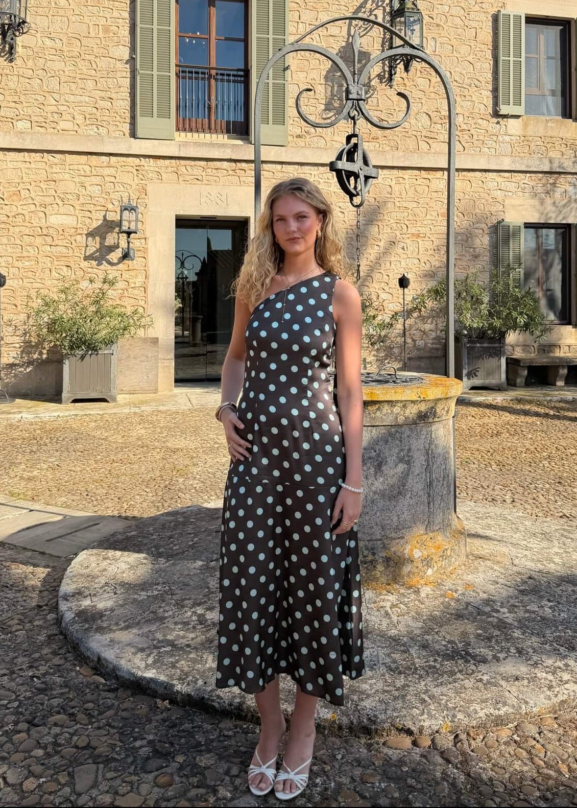 Lina Polka Maxi Kjole - Brun - ByStenholt.dk