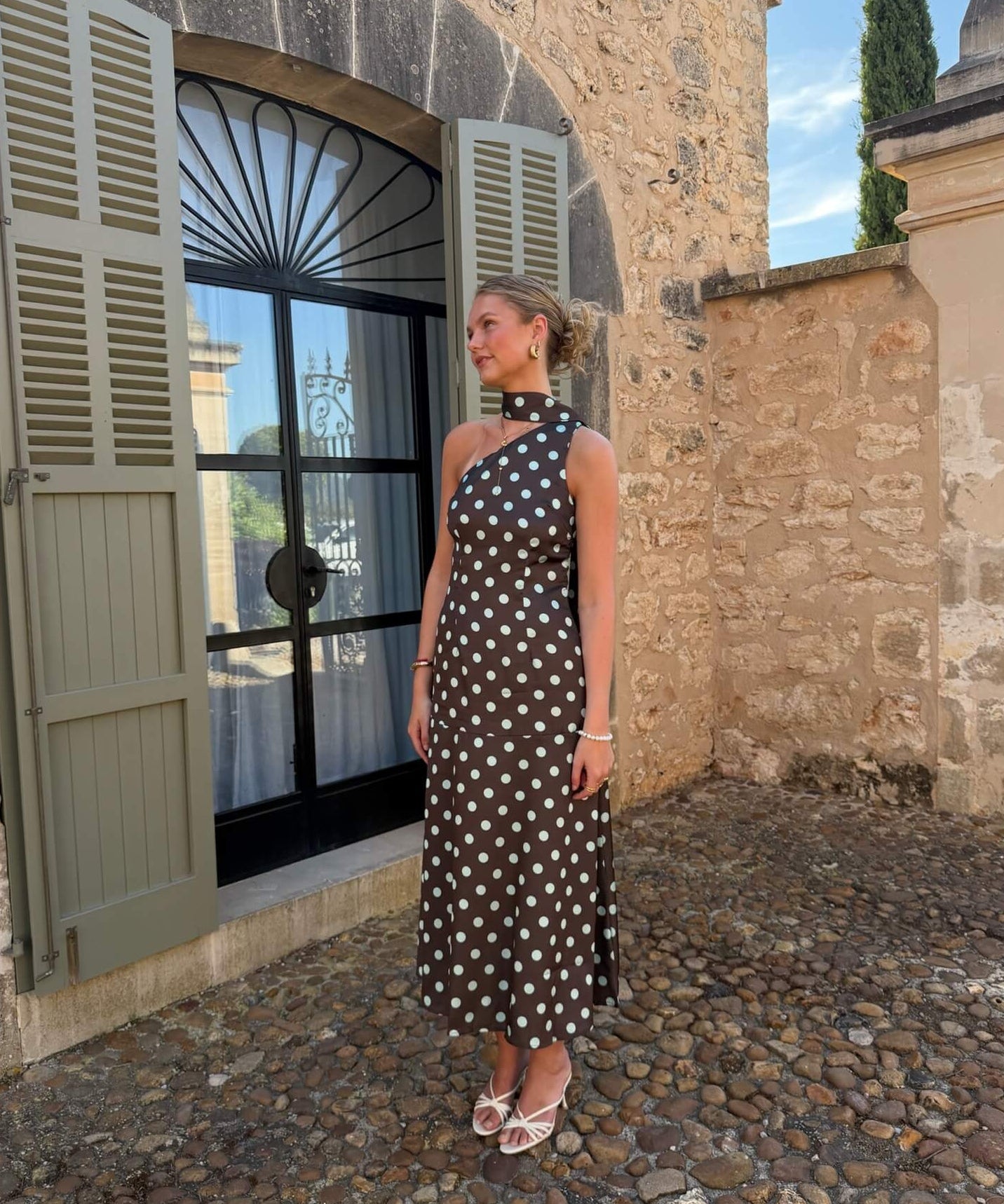 Lina Polka Maxi Kjole - Brun - ByStenholt.dk