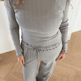 Loungewear Bluse i Pointelle - Grå - ByStenholt.dk