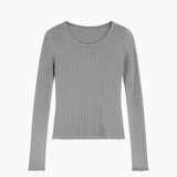 Loungewear Bluse i Pointelle - Grå - ByStenholt.dk