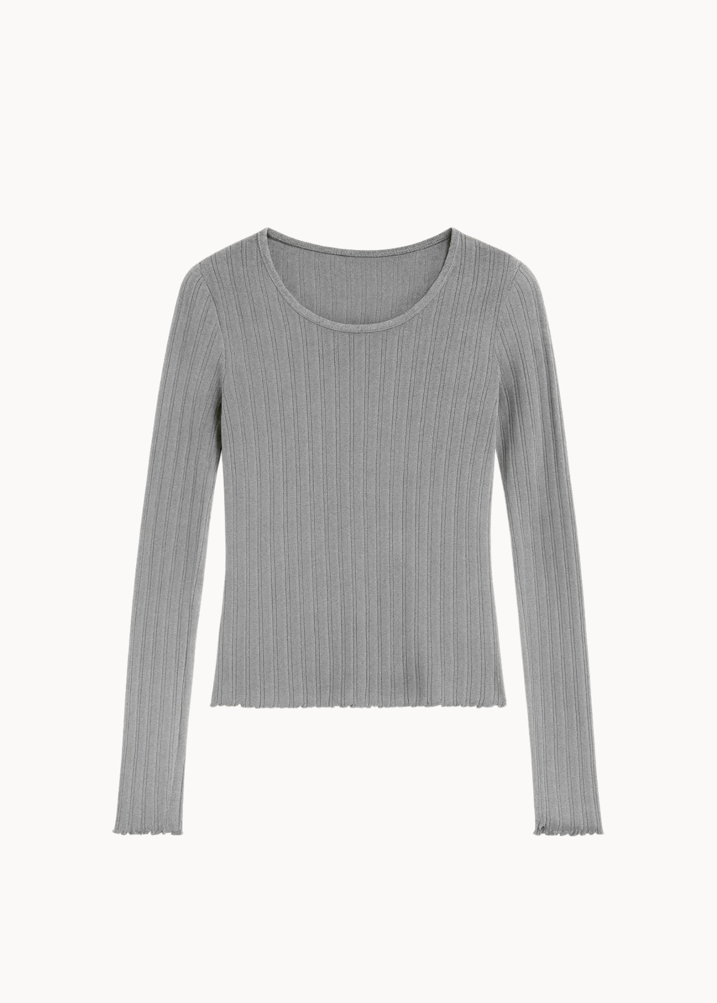 Loungewear Bluse i Pointelle - Grå - ByStenholt.dk