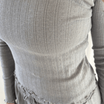 Loungewear Bluse i Pointelle - Grå - ByStenholt.dk