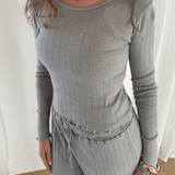 Loungewear Bluse i Pointelle - Grå - ByStenholt.dk