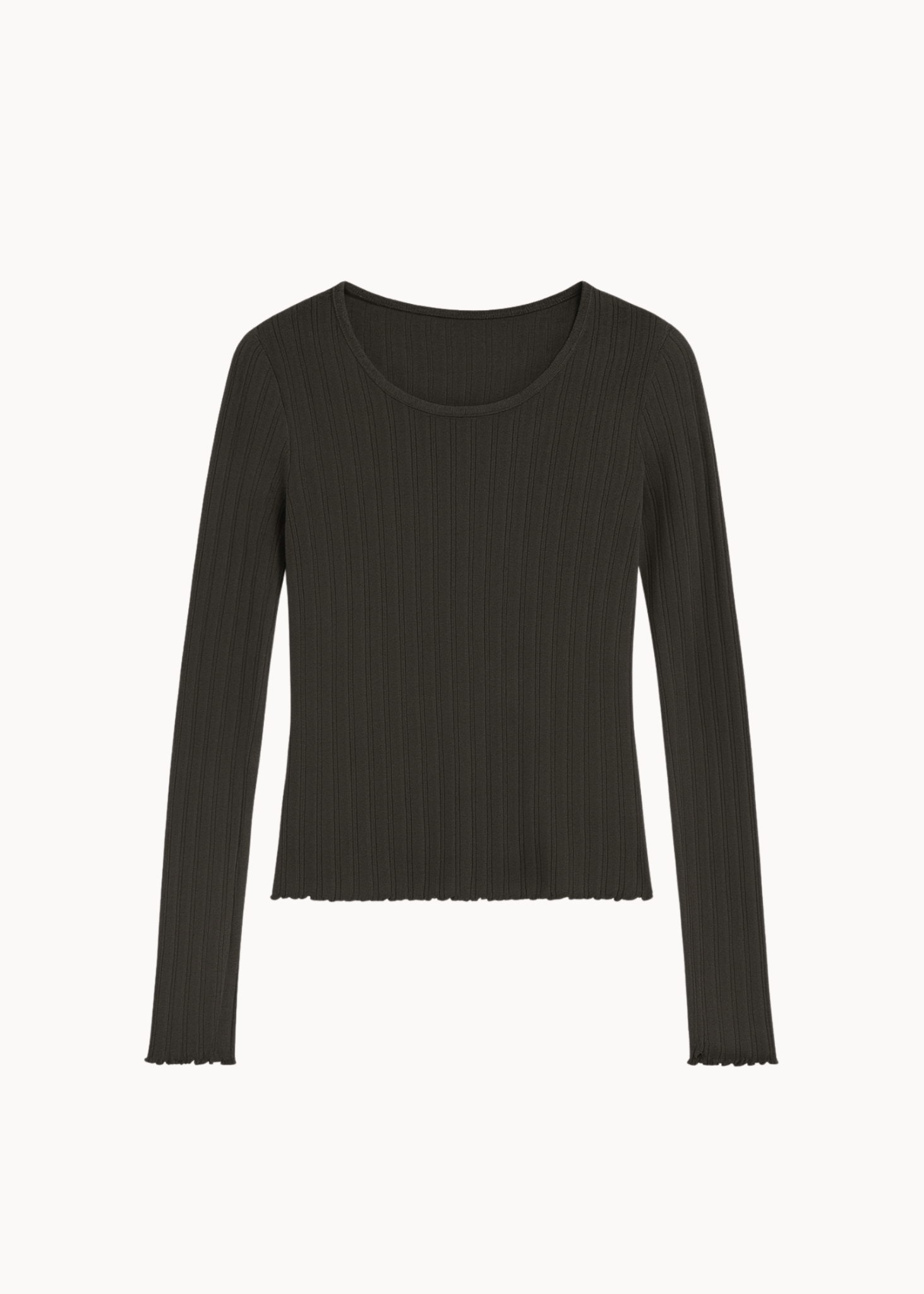 Loungewear Bluse i Pointelle - Mørkebrun - ByStenholt.dk