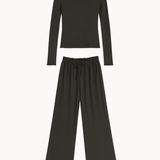 Loungewear Bluse Sæt - Mørkebrun - ByStenholt.dk