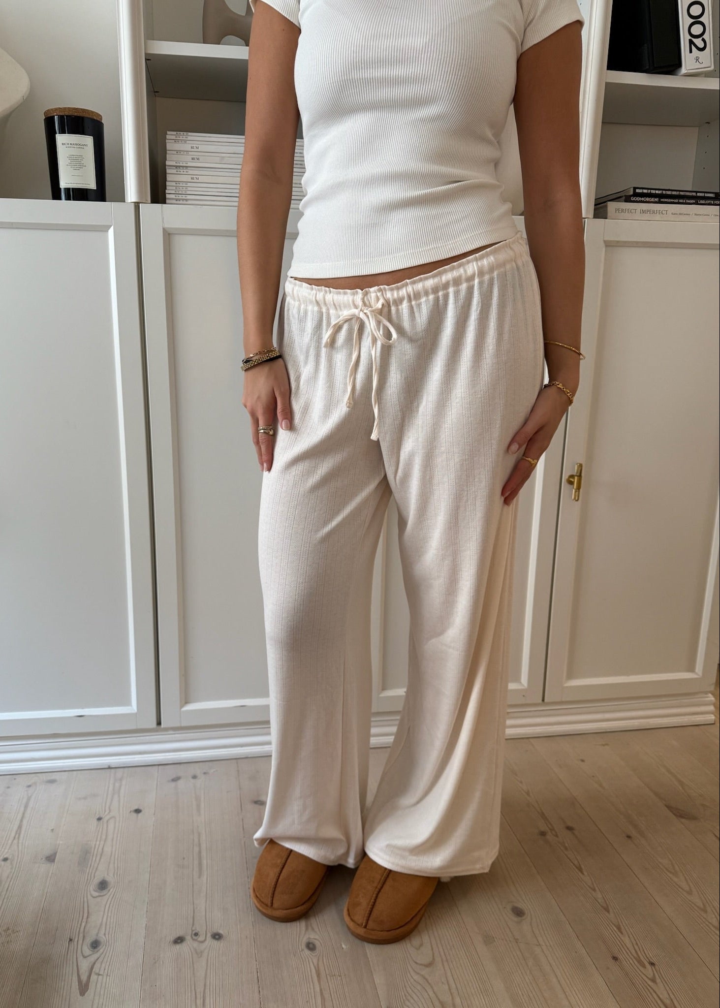 Loungewear Bukser i Pointelle - Creme - ByStenholt.dk