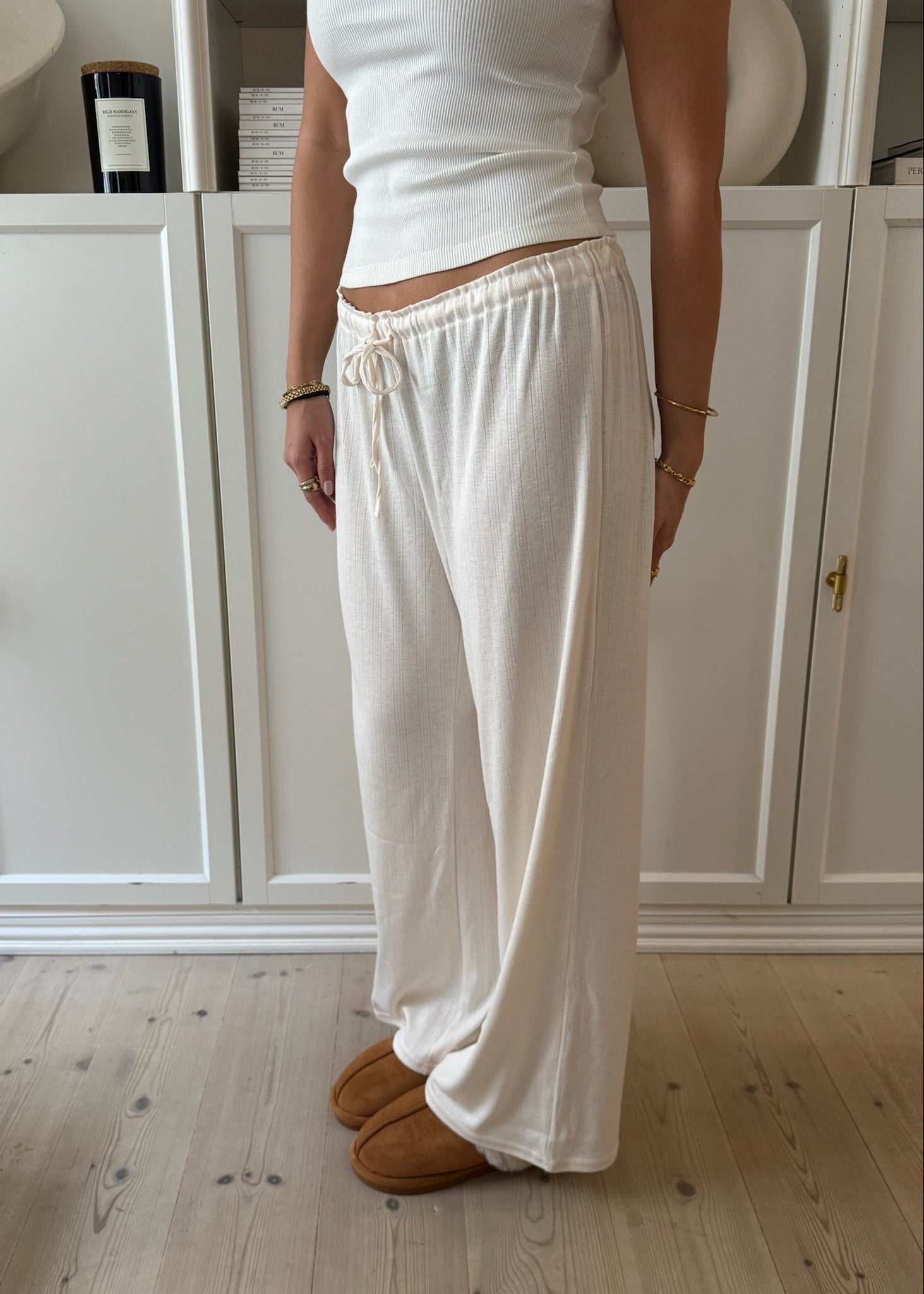 Loungewear Bukser i Pointelle - Creme - ByStenholt.dk