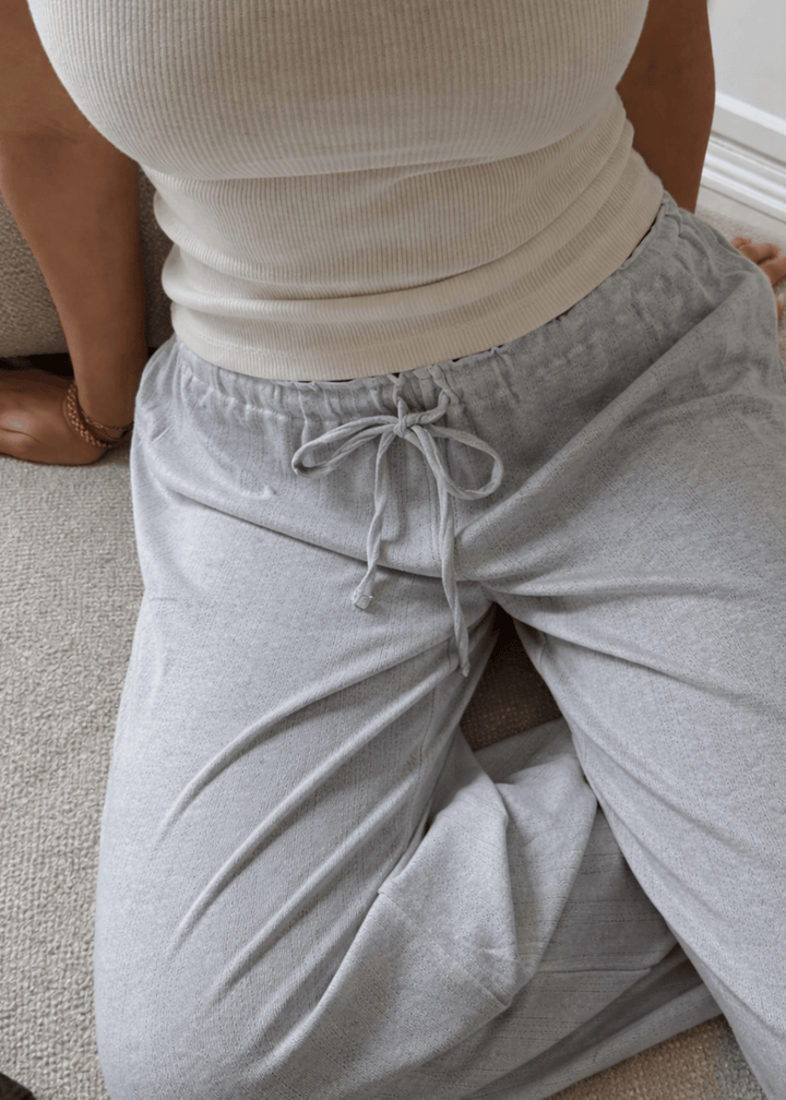 Loungewear Bukser i Pointelle - Grå - ByStenholt.dk