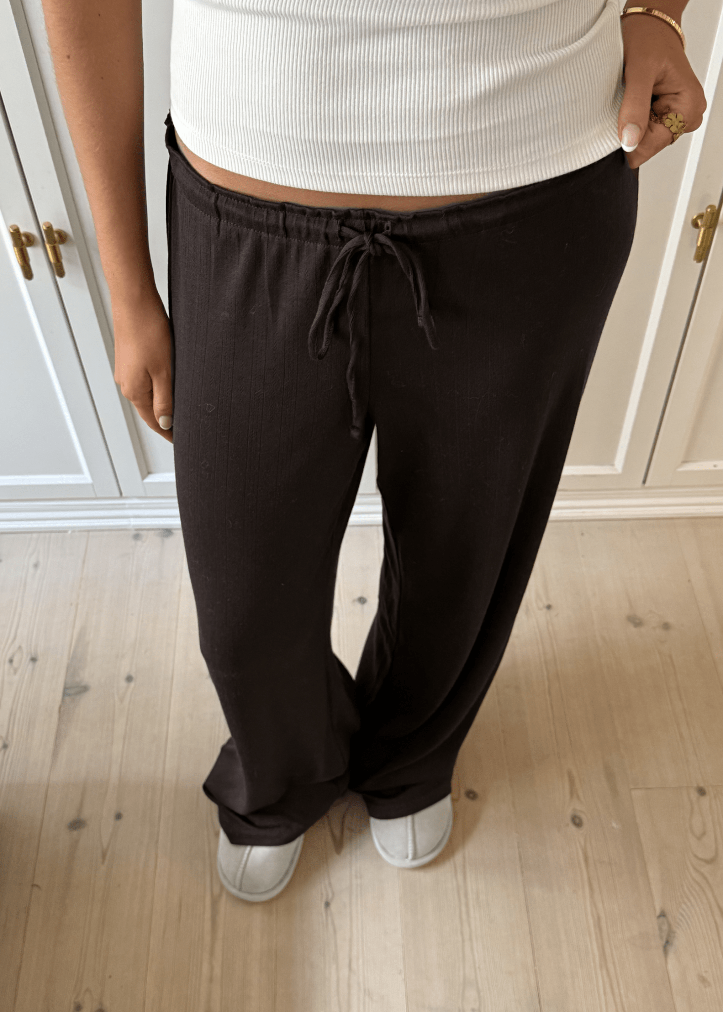 Loungewear Bukser i Pointelle - Mørkebrun - ByStenholt.dk