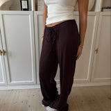 Loungewear Bukser i Pointelle - Mørkebrun - ByStenholt.dk